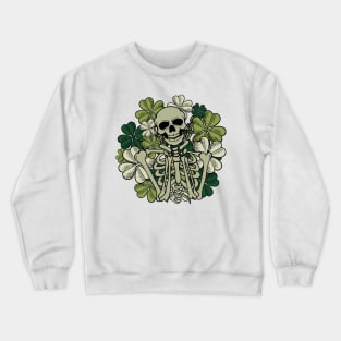 Lucky Shamrock Clover Skeleton Saint Patricks Day Crewneck Sweatshirt